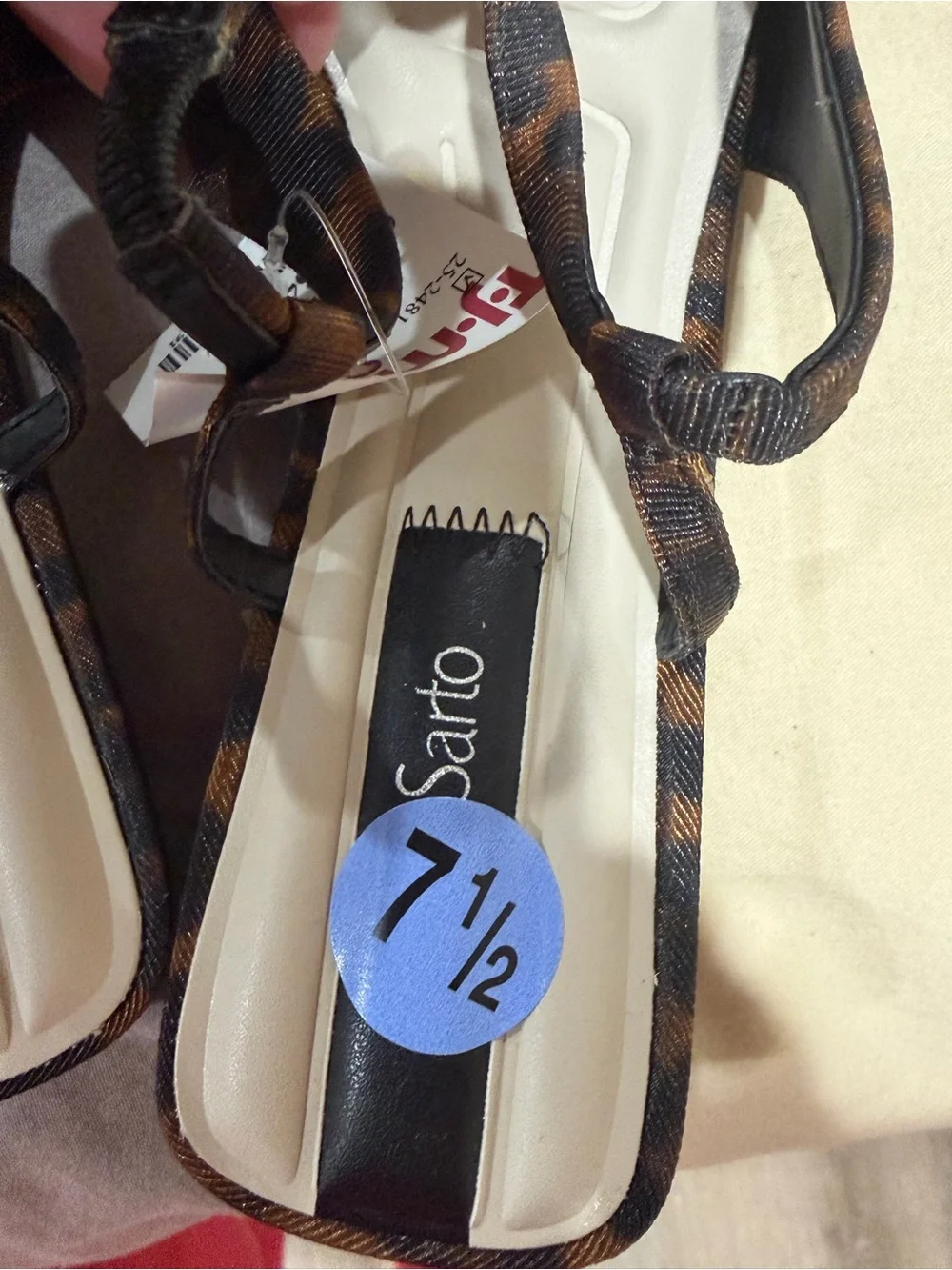 Franco Sarto Leopard Print Pointed Toe Slingback Flats - Brown/Black
